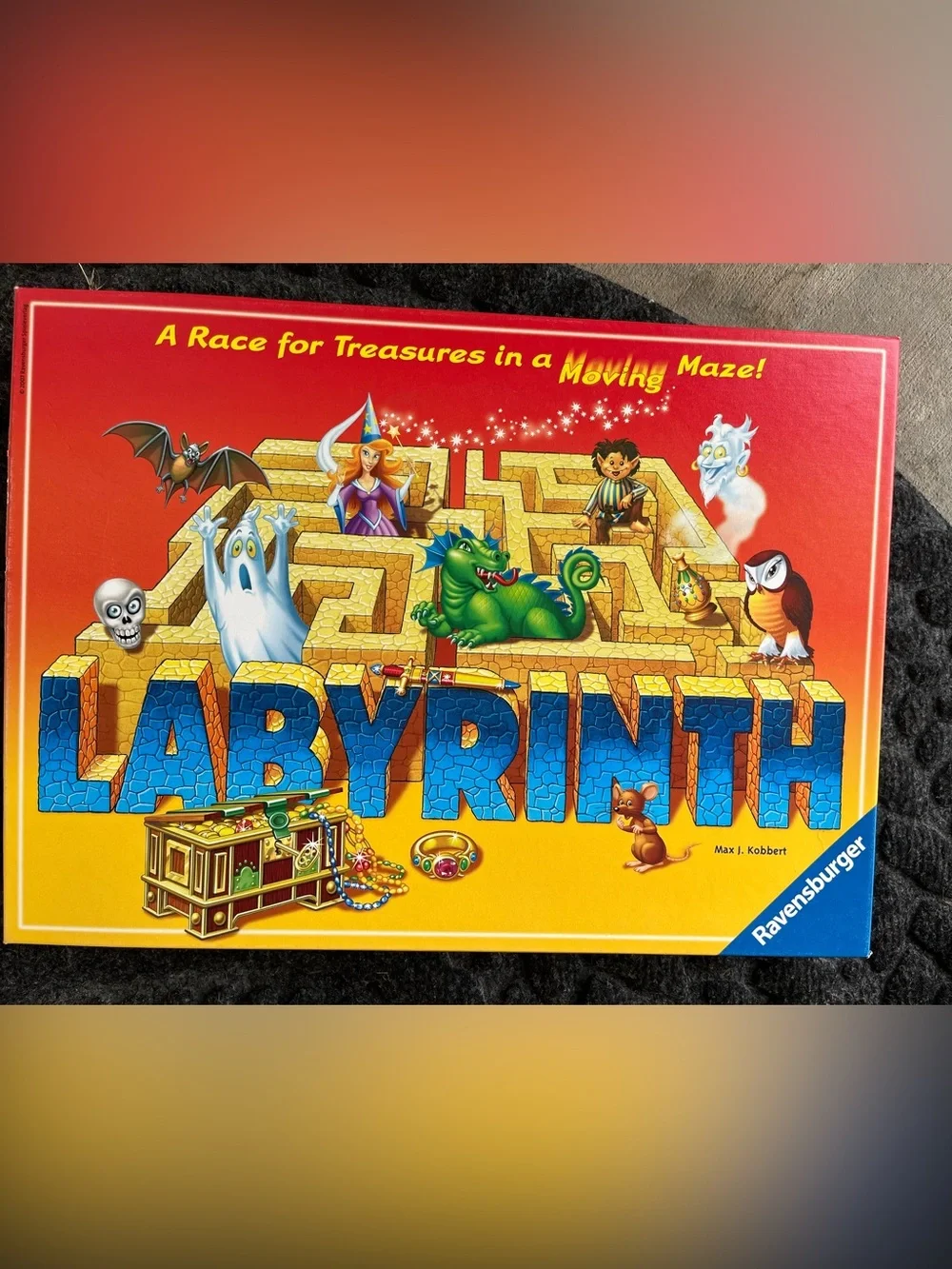 Labyrinth Board Game Box Art — Bright Yellow & Red